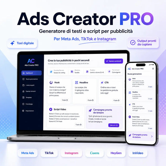 Ads Creator PRO – Generatore di Testi e Script per Pubblicità PelliniDigital