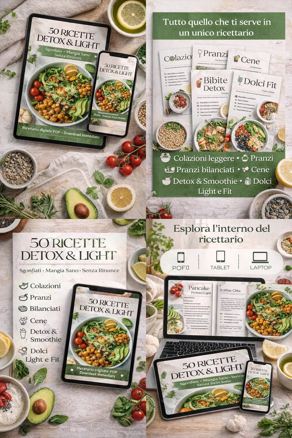 50 Ricette Detox & Light  Mangia sano senza rinunciare al gusto e ritrova leggerezza, energia e forma fisica PelliniDigital